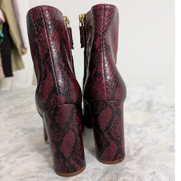 Twin-Set Leather Ankle Boots in Red Python Print Size 40 / US 10 - Picture 5 of 12